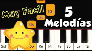 ✅ 5 CANCIONES FÁCILES para Piano Tutorial 🎶 Synthesia 🎹