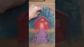 Дом🏘️масляной пастелью🖍️Челлендж день №9🎨 #oilpastel #home #drawing  #painting #art #speedpaint