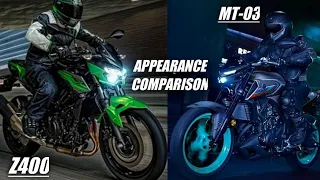 2022 Yamaha MT-03 and Kawasaki Z400 Walkaround Comparison "Which Design is Better?"