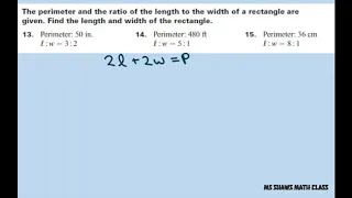 The perimeter and ratio of length to width are given for rectangle. Find length and width