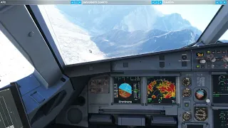 EXTREME AIRPORT  -- PIA Pakistani A320 landing SKARDU OPSD Cockpit view --  MSFS 2020