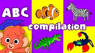 Animal ABC | learn the alphabet A to Z with cartoon animals | ABCD video compilation for kids