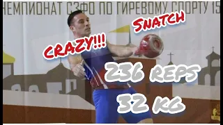 CRAZY Snatch 32 kg 236 reps by Markov Ivan