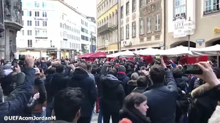 You'll never walk alone is belted out in Munich’s Marienplatz