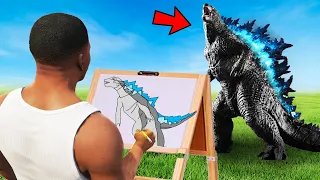 Franklin Uses Magical Painting To Draw Real Dangerous Godzilla In Gta V ! GTA 5 new