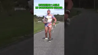 Running 1 Mile with 75 Pound CONCRETE SHOES… #funny #fitness #sports