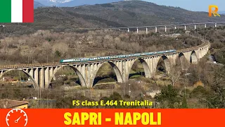 Cab Ride Sapri - Naples (Naples-Salerno-Reggio di Calabria Railway-Italy) train driver's view in 4K