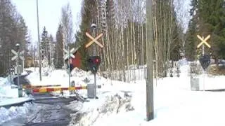 Finnish freight train T 3365 passed Eerola level crossing