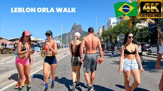 【4K】🇧🇷 Brazil Beach 🇧🇷 Leblon Boardwalk Walk, Rio de Janeiro | August  2022