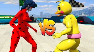 LADY BUG Vs TOY CHIKA WHO'S BETTER? Animatronic Adventures GTA 5 MODS FNAF Multi Pulti