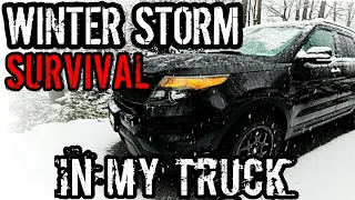 SNOWSTORM SURVIVAL - IN MY TRUCK - BLIZZARD (INTO THE STORM)