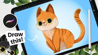 The Cutest Way To Draw A CAT • Cute • Easy Procreate Tutorial