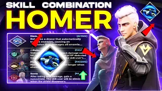 Homer best skill combination 2024 | Best character combination for free fire