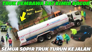 VIRAL.. AWAS API !!! Truk Pembawa Zat Kimia (Oksigen) Bocor Saat Kandas Di Tanjakan Sitinjau Lauik