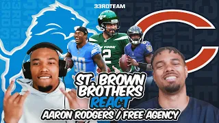 Amon-Ra St. Brown on David Montgomery to Lions, Jamaal Williams to Saints, Aaron Rodgers to Jets