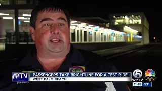 Passengers take Brightline for a test ride