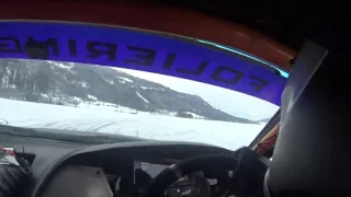 Inboard Toyota Supra on a frozen lake in Norway