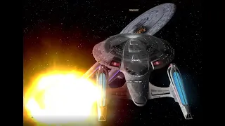 Star Trek Bridge Commander - 3 Ambassador Class Ships VS 1 Sovereign Class - Ship RAM! Battle