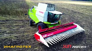 Работа безрядковой жатки SUNPROFI 1270 в реальных условиях!