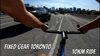 Rush Hour Biking Through Downtown Toronto on a Fixed Gear (Track Bike POV)