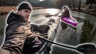 Bei -7 Grad aufs Wasser! Winter Kajak Tour auf gefrorenem Fluss Lahn