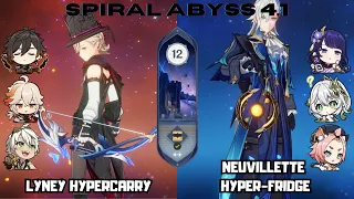 C0 Lyney Mono Pyro & C0 Neuvillette Hyper-Fridge | 4.1 Spiral Abyss Floor 12 | Genshin Impact