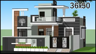 36x50 North Facing House Design With Vastu, Modern Villa Design, Gopal Architecture