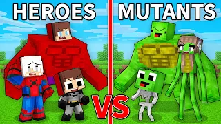 JJ Family Superheroes vs Mikey Family Mutants in Minecraft (Maizen)