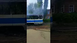 В Новочеркасске на линии дотла сгорел трамвай
