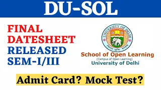 DU SOL Final Datesheet Released for March 2021 Exams | 1st & 3rd Semester | SOL Reporter.