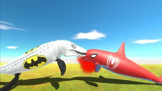 BATMAN MOSASAURUS vs SPIDER MAN ORCA - Animal Revolt Battle Simulator