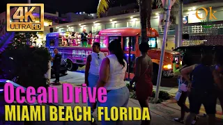 4K Night WALK Ocean Drive MIAMI Beach Florida USA 2022