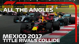 Lewis Hamilton and Sebastian Vettel Collide | All The Angles | 2017 Mexican Grand Prix