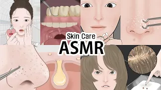 Skincare ASMR animation Compilation! Visually satisfying oral, scalp, acne care / LULUPANG