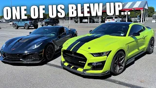 Mustang Fanboy Says His 1,300HP GT500 Will BEAT My 1,000HP ZR1!!! *ENGINE EXPLOSION*