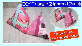 DIY Triangle pouch (No exposed seams) | Monedero Triangular | 三角ポーチ