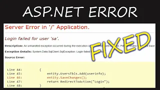 ASP.NET Error Fix | Login failed for user sa | An unhandled exception occured