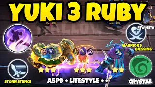 YUKI 3 RUBY PAKAI CRYSTAL NATURE + RUNE ANTI CC !! MAGIC CHESS MOBILE LEGENDS