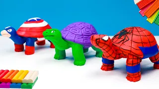 DIY Turtle mod Superheroes Spider man, Hulk, Captain America with clay 🧟 Polymer Clay Tutorial