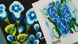 Very easy two sets of Flower painting/Acrylic flower painting tutorial for beginners.