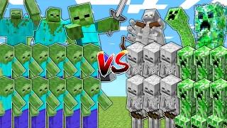 ZOMBIES vs SKELETONS & CREEPERS in Mob Battle