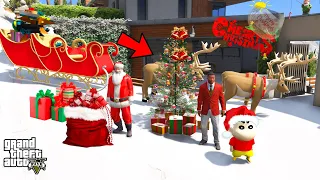 Franklin And Shinchan Celebrate A Christmas day With Santa Claus IN GTA V