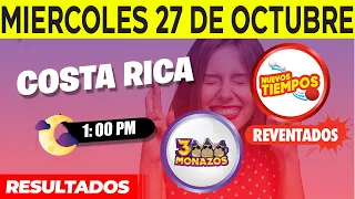 Sorteo 1:00pm Nuevos Tiempos y 3 Monazos Medio día del Miércoles 27 de octubre del 2021