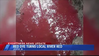 Red dye turns local river red