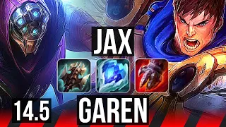 JAX vs GAREN (TOP) | 10/2/8, 600+ games, Godlike | NA Diamond | 14.5