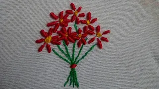 Bunch of flowers ll Embroidery ll Bullion ll French Knot ll Outline ll Multiple stitches ll