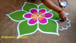 Diwali special//3//flowers padi Kollam Easy Rangoli Beautiful Rangoli pandaga design muggulu