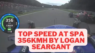 Sargeant Records 356KMH Top Speed at Spa Circuit- Belgian Grand Prix 2023