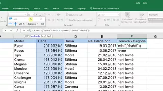 Více podmínek v Excelu - vnořená funkce KDYŽ/IF