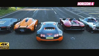 FH4 Drag Race - ONE1, R8, GT2, Veyron, Lykan, F12tdf, GTR, 720z, Enzo And More